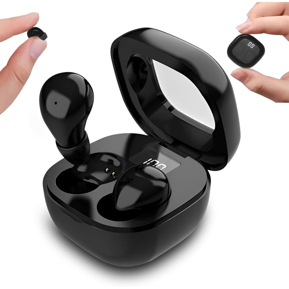 Mini Sleep Earbuds for Side Sleepers, Ultra-Light Bluetooth 5.3 Wireless Headphones, Comfortable Fit, LED Charging Case, Compact Earphones for Sleep, Work & Sports (Black)