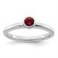 thumbnail image 5 of Auriga Fine Jewelry 925 Sterling Silver Low 4mm Round Created Ruby Ring for Women Size 8, 5 of 6