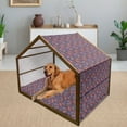 thumbnail image 2 of Geometric Pet House, Vintage Simplistic Argyle Pattern as Colorful Blocks Ornamented with Flowers, Outdoor & Indoor Portable Dog Kennel with Pillow and Cover, 5 Sizes, Multicolor, by Ambesonne, 2 of 4