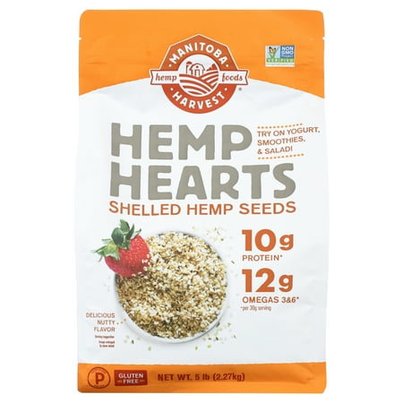 Manitoba Harvest Natural Hemp Seeds, Shelled Hemp Hearts, Plant Based Protein with Omega 3 & 6, 5 lb