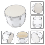 Hassch 14 x 10 Marching Snare Drum with Drumsticks, Key & Adjustable Strap for Percussion Performance & Parade, White