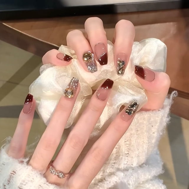 Use uñas hechas a mano flash arco manicura terminado pegatina de uña desmontable uña postiza pieza de uña