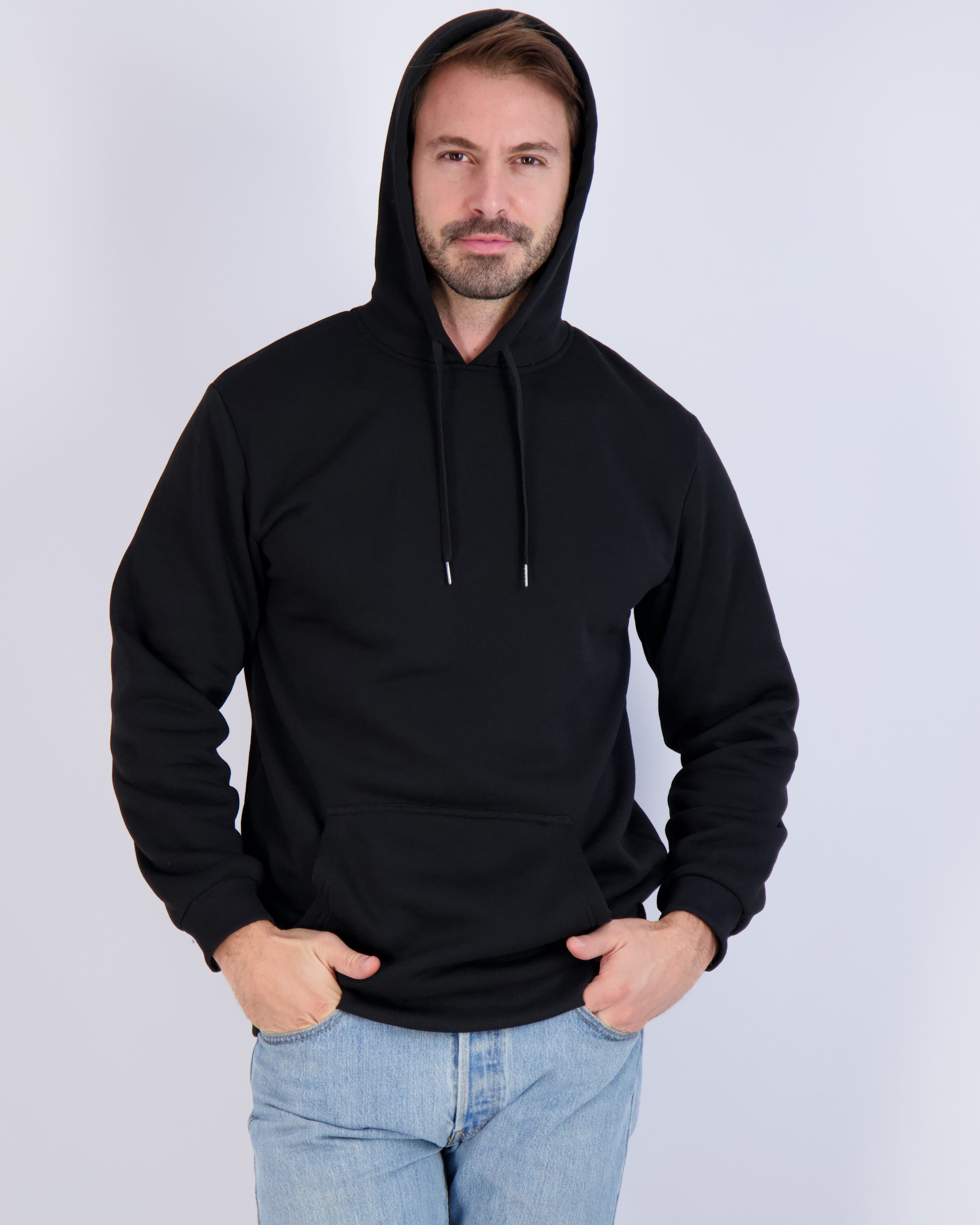 Real Essentials 3 Pack: Men's Fleece Pullover Hoodie - Long Sleeve Hooded Sweatshirt Pockets (Available in Big & Tall)