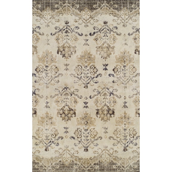 Addison Wellington Vintage Damask Brown Area Rug
