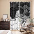 thumbnail image 3 of Black Grey Ombre Kitchen Curtains 96 Inch Length, Abstract Modern Geometric Moire Art Grommet Top Bedroom Living Room Curtains, Light Filtering Cafe Curtain Drapes 2 Panels Set 104''x96'', 3 of 9