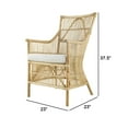 thumbnail image 5 of 23 Inch Rattan Dining Armchair, White Fabric Padded Seat, Natural Brown- Saltoro Sherpi, 5 of 5