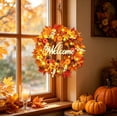 thumbnail image 4 of AYktou Thanksgiving Wreath with LED Light, 12 Inch Fall Wreaths for Front Door, Artificial Maple Leaves Pumpkin Berries Door Hanging Fall Wreath for Porch Outdoor Indoor Wall Window Harvest Decor, 4 of 6
