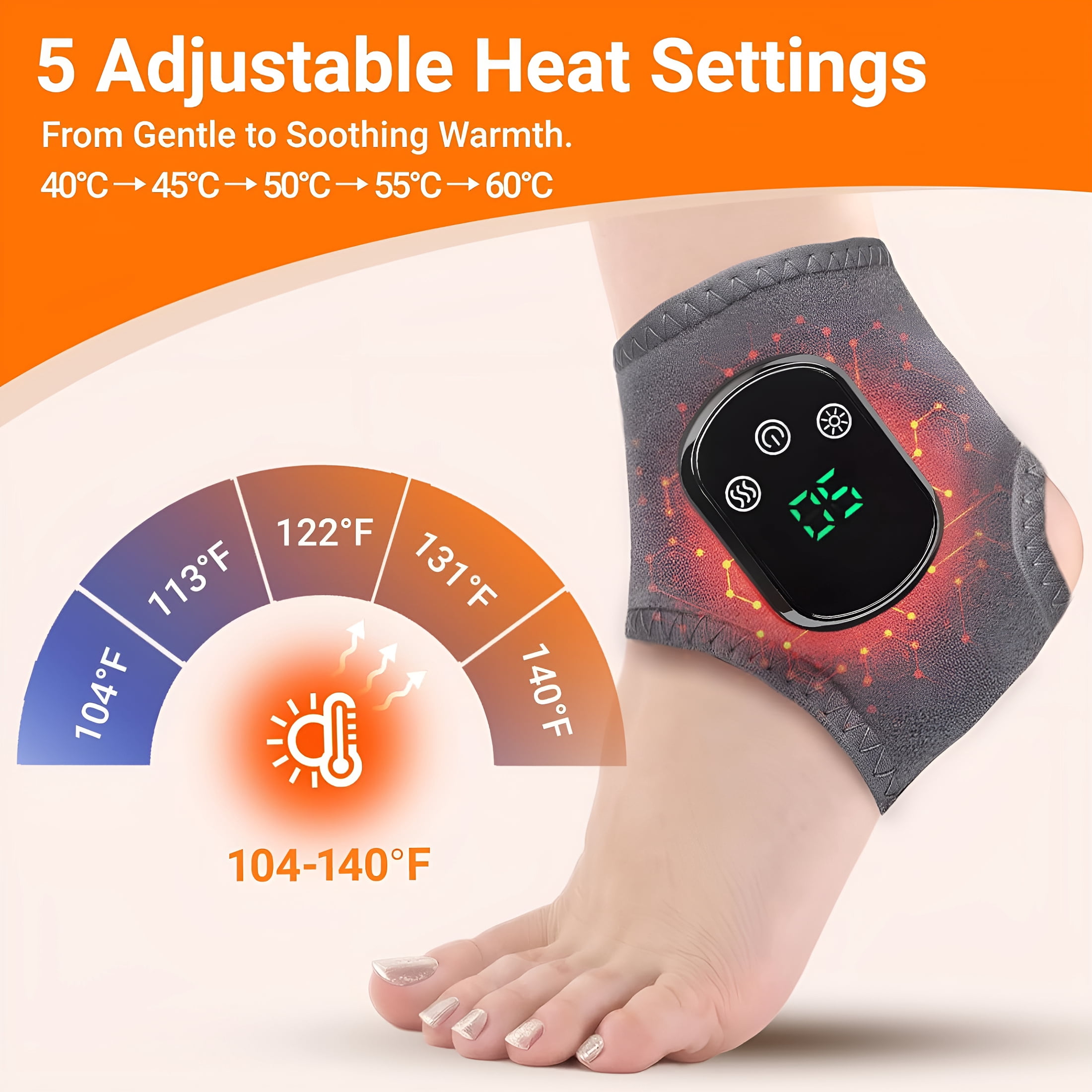XIRQI Triple Method Massager-Cordless Heated Foot Massager with 5 Heat&3 Vibration for Pain Relief&Relaxation,Portable for Home,Office,Travel