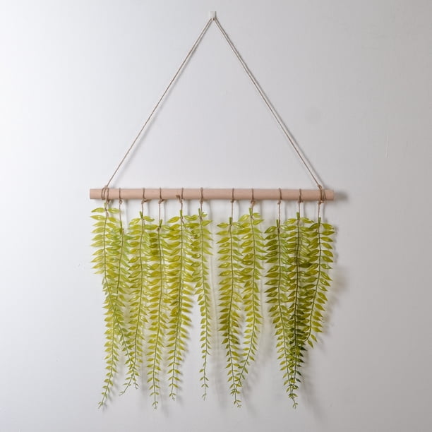 Colgante de pared con forma de tronco, simulación de plantación verde, hojas de eucalipto artificiales, hojas de eucalipto caídas, placa de bienvenida para puerta, joyería para colgar en la pared