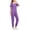 Purple, variant on Muscularfit Work Sets Matching Set Scrubs for Women Set Pleated Shirt Sets Crew Neck Pink Short Sleeve Womens Shorts Set