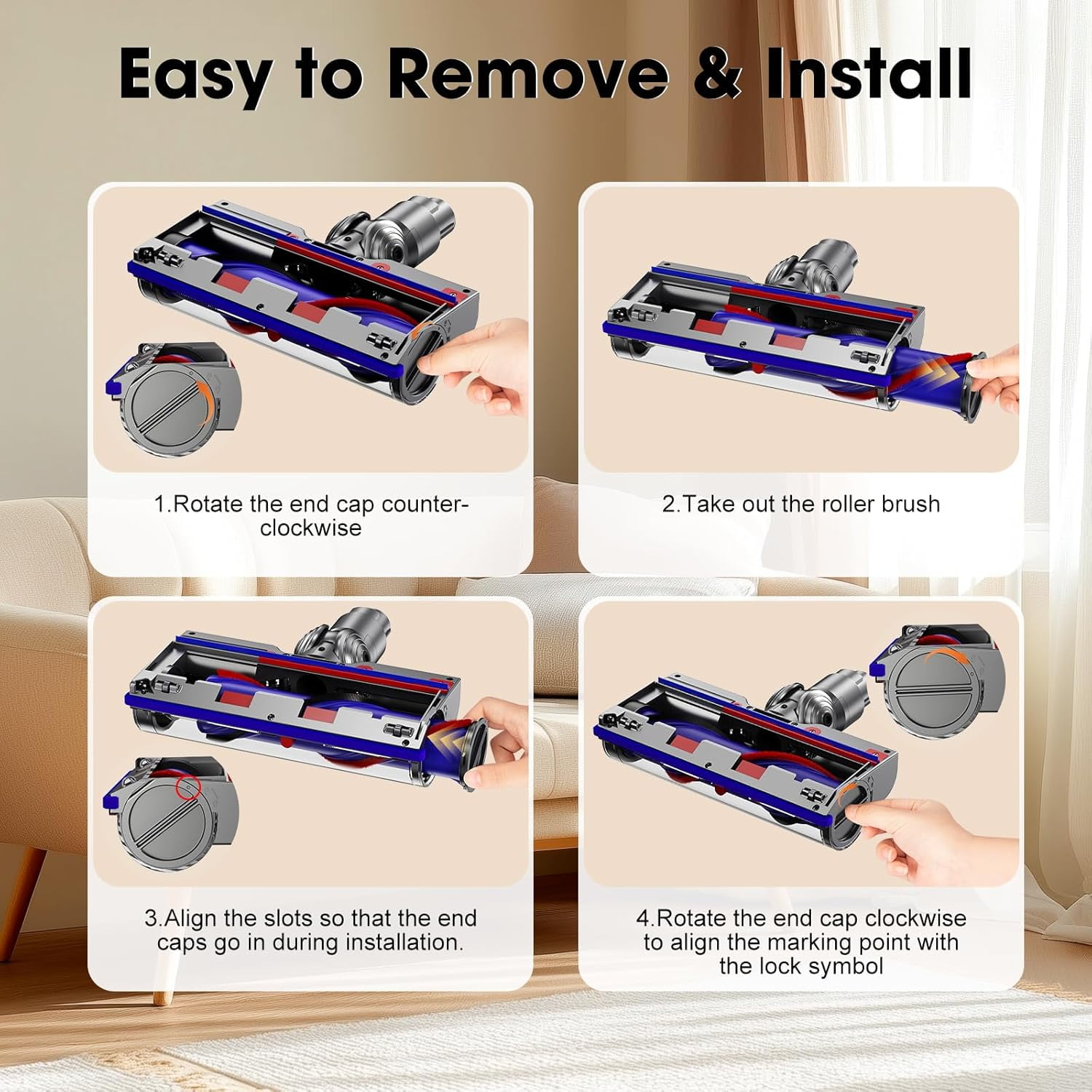 Vacuum Replacement Head for Dy-Son V15/V7/V8/V10/V11 Direct Drive Motor-Head Brush Roller for Vacuum Attachments Parts, Upgrade Anti-Tangle Vacuum Part for Carpet Hardwood Floor thumbnail 10