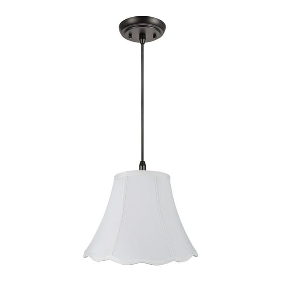 Aspen Creative 70037, One-Light Hanging Pendant Light Fixture with Scallop Bell Lamp Shade, White