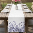 thumbnail image 5 of Purple Spring Floral Cotton Linen Table Runner for Dining Kitchen, Watercolor Elegant Pastoral Flowers Wedding Outdoor Party Tablerunners, Dresser Scarf Coffee Tablecloth Runners 13x90 Inches, 5 of 8