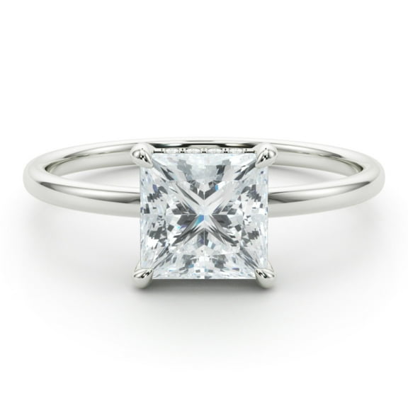 Lina Jewelry 2.24 Ct Excellent Princess Cut Solitaire Moissanite Ring - Hidden Halo Engagement Ring for Women - Moissanite - 14K White Gold Plated - Wedding Ring for Her - Gift for Her