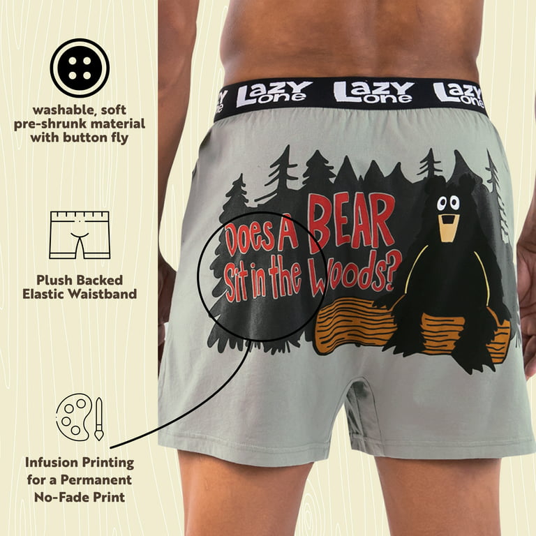LazyOne Funny Animal Boxers, Does a Bear, Humorous Underwear, Gag Gifts for  Men (Medium)