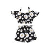 Summer Toddler Baby Girl Clothes Off Shoulder Ruffle Sling Crop Tops Short Pants 2Pcs Outfits