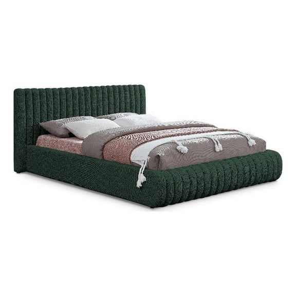 Pemberly Row Modern / Contemporary Green Boucle Fabric King Bed