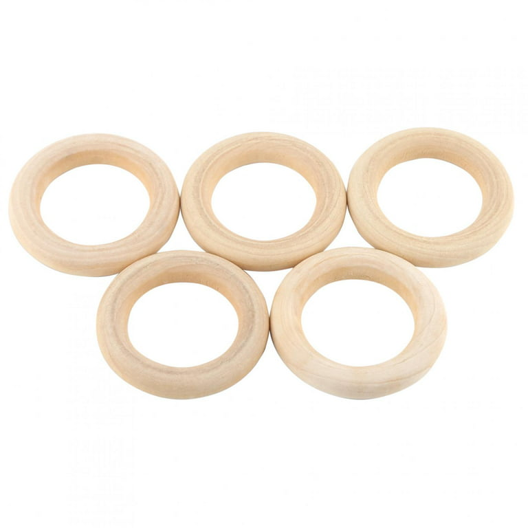 20 Pcs Unfinished Wooden Rings for Crafts - 55mm Natural Solid Wood Rings