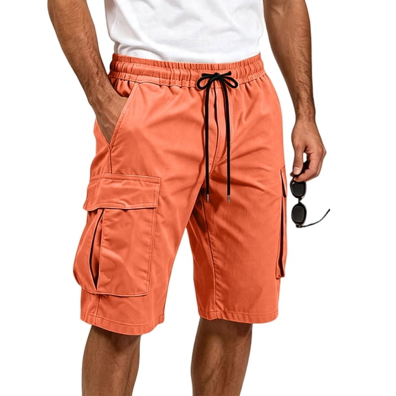 Fabrcox Cargo Shorts for Men Lightweight Outdoor Men Hiking Shorts Athletic Work Casual Elastic Waist Men's Bermuda Shorts with Multiple Pockets 4XL