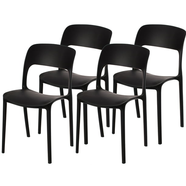 Modern Plastic Outdoor Dining Chair with Open Curved Back