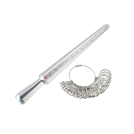 Uxcell Ring Sizer Mandrel Kit 3 Sizes Finger Measuring Aluminum Zinc Alloy Silver Tone 1 Set