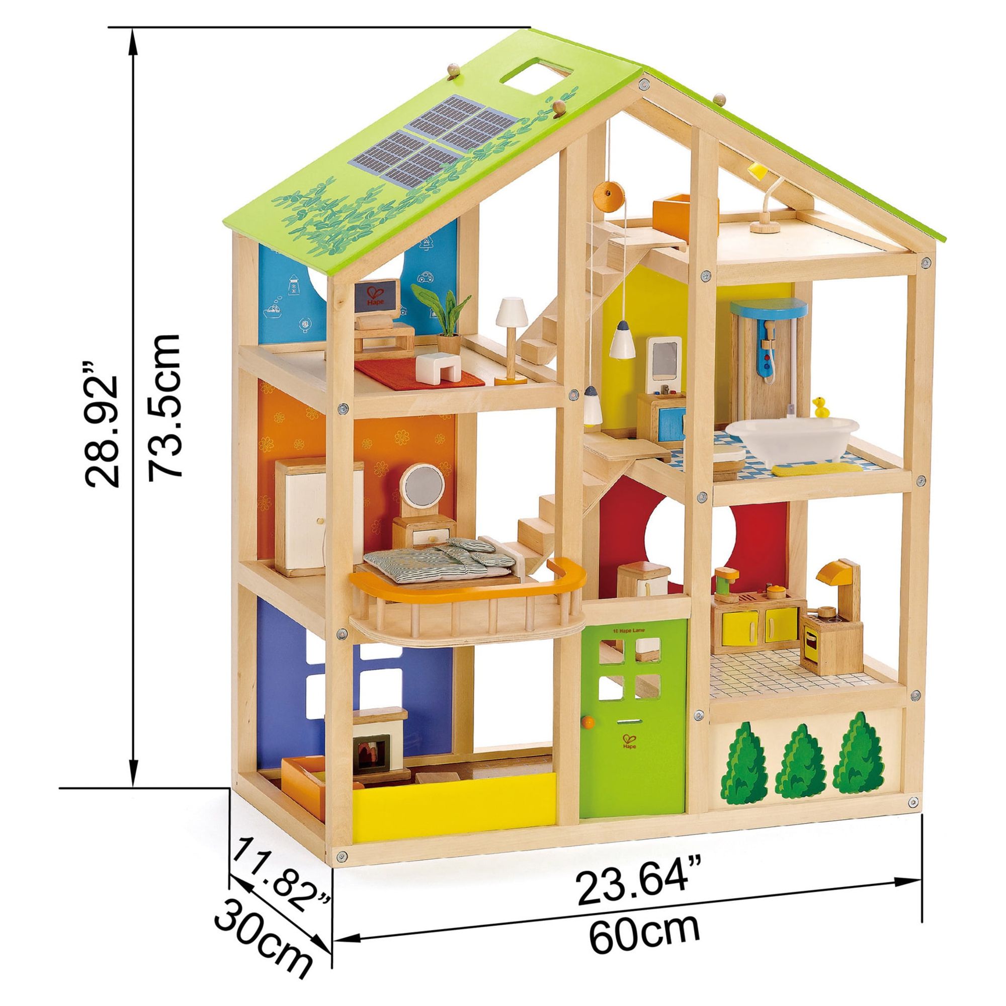 Hape All Seasons Wooden Furnished Dollhouse Playset - image 2 of 6