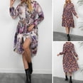 thumbnail image 4 of Vestido a media pierna de manga larga con cuello simulado y cintura con lazo estampado para mujer Abanopi Pequeña, 4 of 7