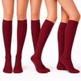 thumbnail image 6 of Diamond Star Women's Knee High Socks Trouser Socks, Stretchy Soft Thin Material (Burgundy - 6 Pairs, Socks Size 9-11, Fit Women's Shoe Size 4-10.5), 6 of 6