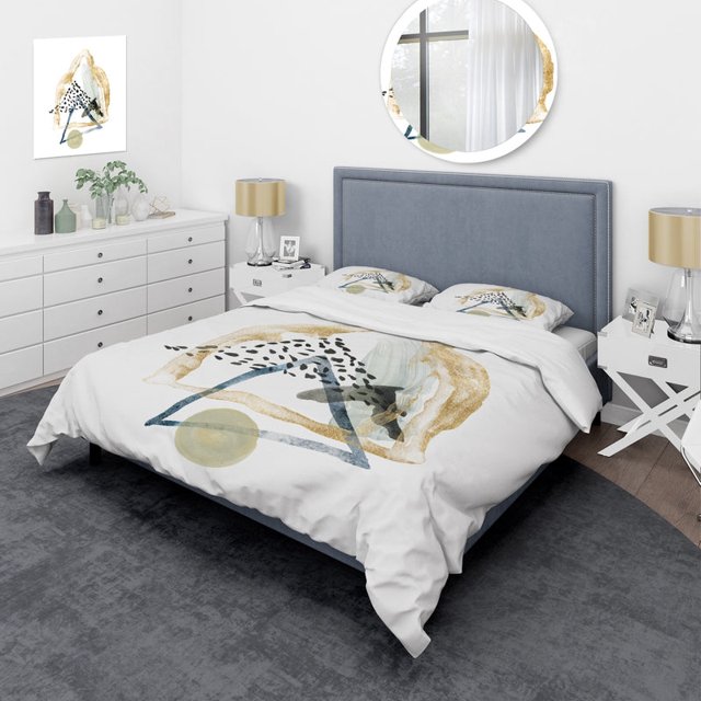 Designart 'Paisaje Minimalista de Montañas con Luna I' Funda Nórdica Moderna