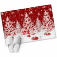 thumbnail image 6 of Red Christmas Bathroom Rug Washable 2x3 Entryway Rug Non Slip Snowflake Xmas Tree Ball Wooden Winter Front Door Mat Low Pile Indoor Doormat Throw Floor Carpet for Kitchen Bedroom Entrance, 6 of 8
