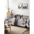 thumbnail image 3 of Black Cow Floral Couch Cover, Black Buffalo Plaid Farmhouse Animals Oversized Sofa Cover Blanket for 3 Cushion Couch, Sectional Sofa Slipcover Furniture Protector for Living Room Bedroom 71''x150'', 3 of 9
