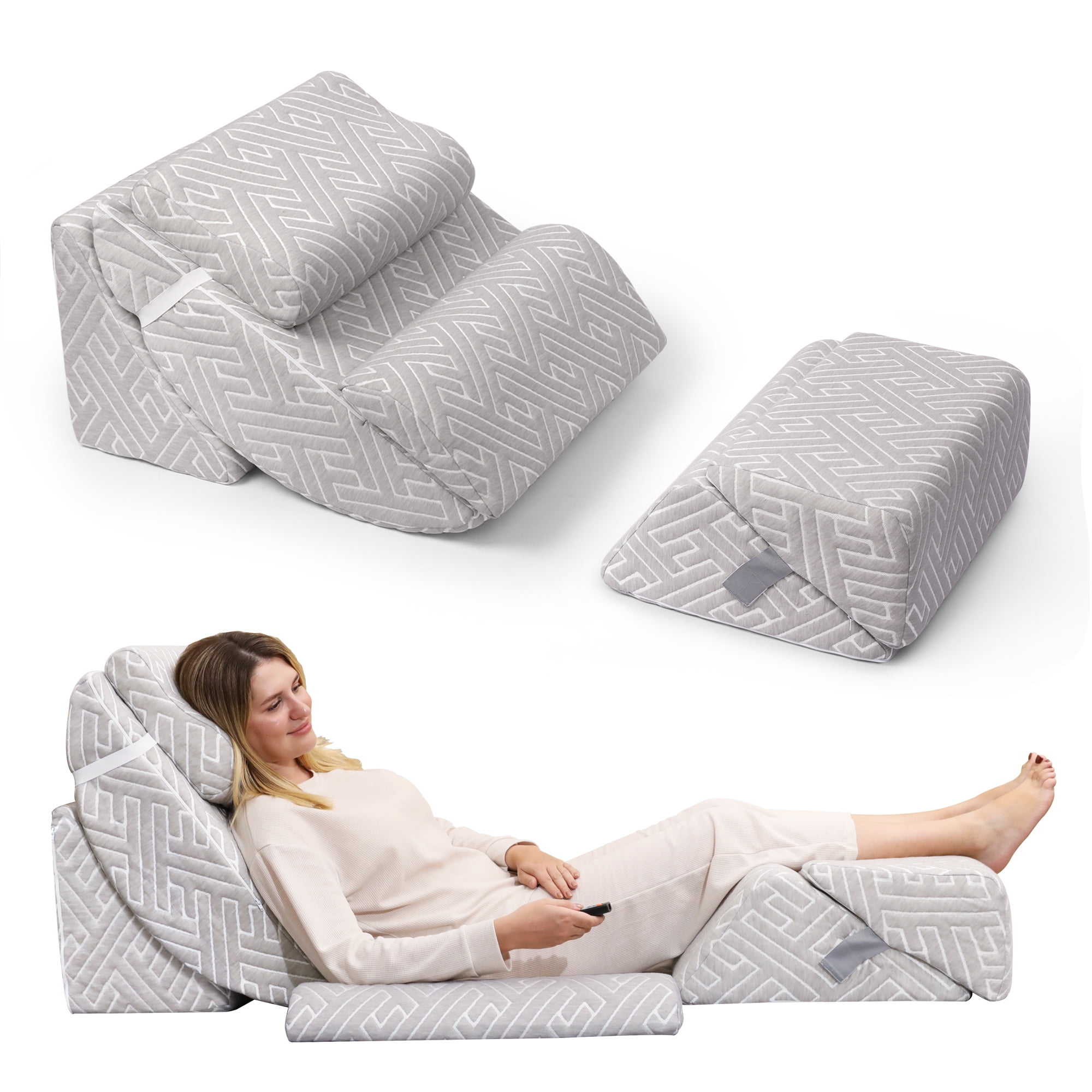 Betterhood 6pcs Orthopedic Bed Wedge Pillow Set, Adjustable Memory Foam