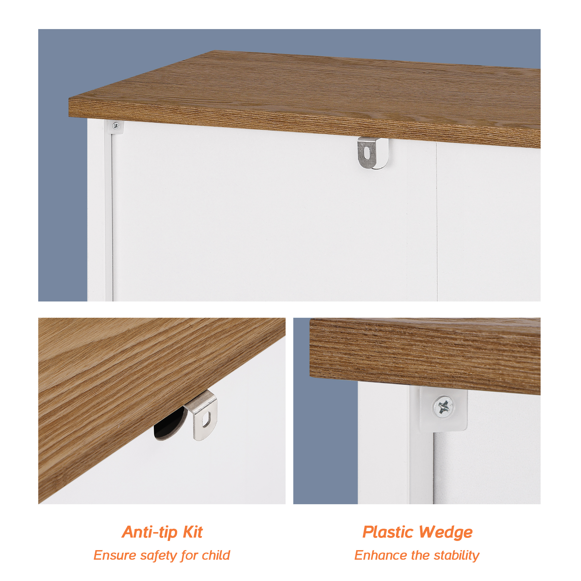 WAMPAT Free Standing 3 Tier Bathroom Cabinet, White Wood 31.5" Cupboard, White