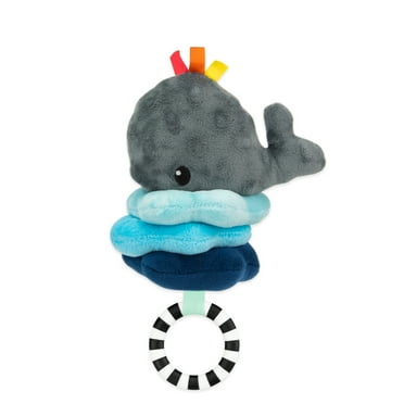 Sassy Wavy Whale Jitter Stroller Toy 0 Months and up Sensory Pull Down with Vibrating Upward Motion Car Seat Toy