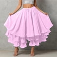 thumbnail image 2 of QHFBli Women's Cotton 5 Tiered A Line Pleated Maxi Skirt Long Boho Gypsy Dance Skirts, 2 of 5
