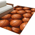 thumbnail image 2 of Basketball Runner Rug 2.7x5 FT, Non Slip Entryway Carpet, Sports Brown Basketball Washable Soft Floor Carpet Entrance Mat Non-Shedding Throw Rug for Hallway Laundry Room Bedside, 2 of 9