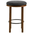 thumbnail image 4 of Fable Boucle Fabric Counter Stools - Set of 2 in Walnut Charcoal, 4 of 8