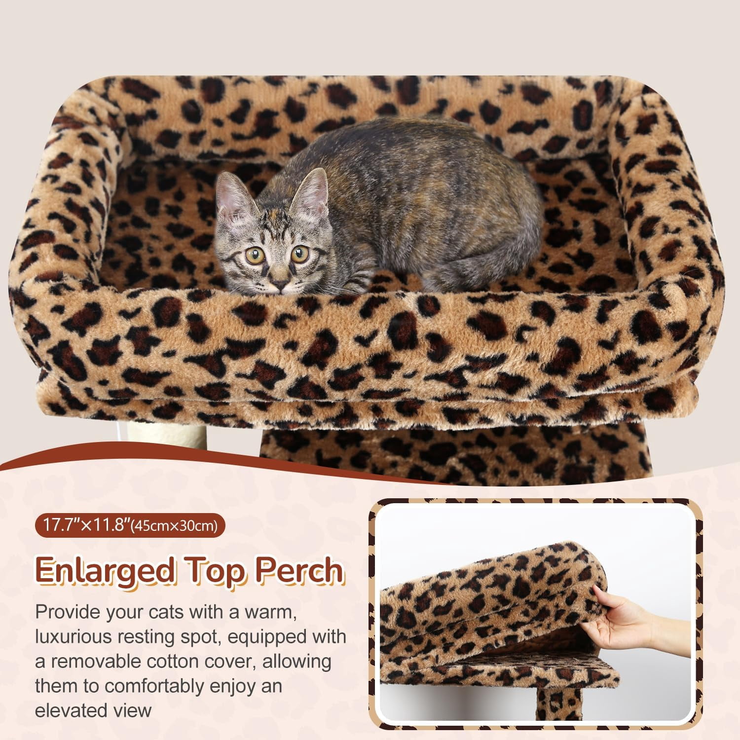 F70 Pro Cat Tree - 70" Tall, Removable Perch, Sisal Scratching Posts, Light Grey Heavy Duty Cat Tower for Large Cats