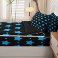 thumbnail image 5 of Manfei Minimalist Stars Zipper Twin Comforter Sets with Fitted Sheet and 2 Pillowcases,Cute Polka Dot Zipper Bedding Set,Black Blue,Black Reversible,4pcs, 5 of 8
