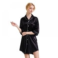 thumbnail image 3 of Women's Satin Nightgown 3/4 Sleeve Nightshirt Button Down Sleepshirt Silk Sleepwear Pajama Top, 3 of 7