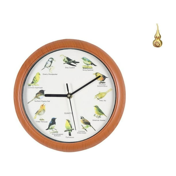 Reloj de pared,Reloj de pared con pájaro cantor Relojes de pared con pájaros,Relojes de pájaros con sonido Reloj decorativo que canta,Escultura de tortuga marina,Estatua de calabaza de