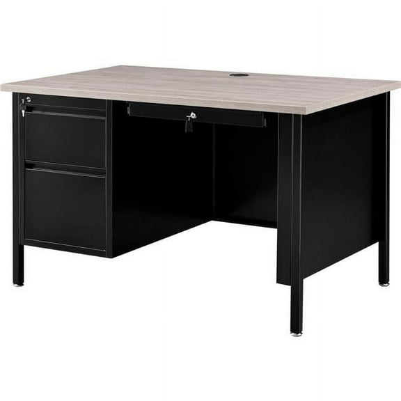 Interion Steel Teachers Desk with Gray Top & Black Frame - 48 x 30 in.
