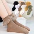 thumbnail image 1 of Baby Girls Kids Socks Lace Ruffle Princess Mesh Children Ankle Short Breathable Cotton White Pink Blue Toddler SockBeige7 to 9 years He Qiyong unisex, 1 of 1