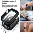 thumbnail image 3 of 2 in 1 Waterproof Case for Apple Watch Screen Protector 40mm Series 6/5/4/SE, 360 Protective Glass Face Cover Hard PC Bumper + Back Frame for iWatch 6 5 4 SE Accessories 40 mm, Black, 3 of 5