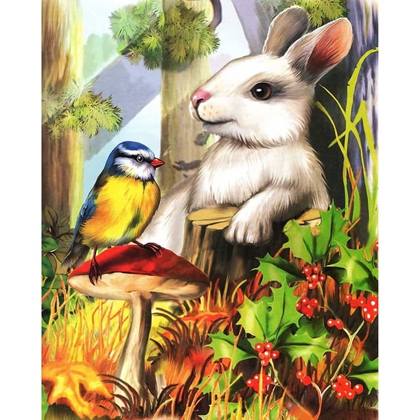 Taladro diamante pintura (DE5453) conejo de dibujos animados DIY completo 5D arte con cuentas mosaico Kits 30x40cm Hugtrwg Para estrenar