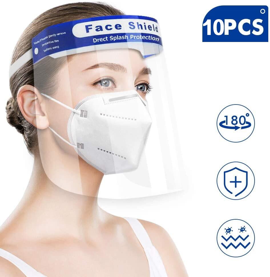 10 Packs Face Shield Protect Eyes and Face with Protective Clear Film