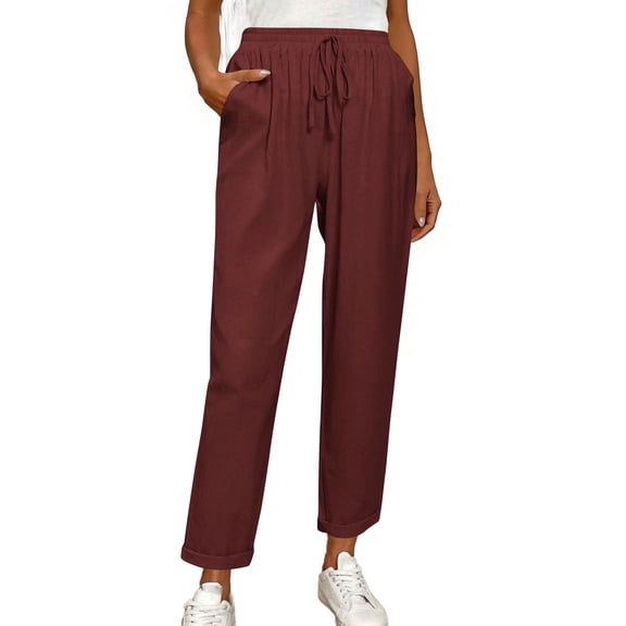 GUACER Wide Leg Pants for Women Summer Casual Drawstring Elastic Waisted Loose Fit with Pockets Pants