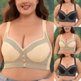 thumbnail image 2 of UOCUFY Front Closure Bra for Women, Full Coverage Wireless Padded Bra with Lace Detail, Plus Size Support Bra for Seniors Black for Size 44C, 2 of 8