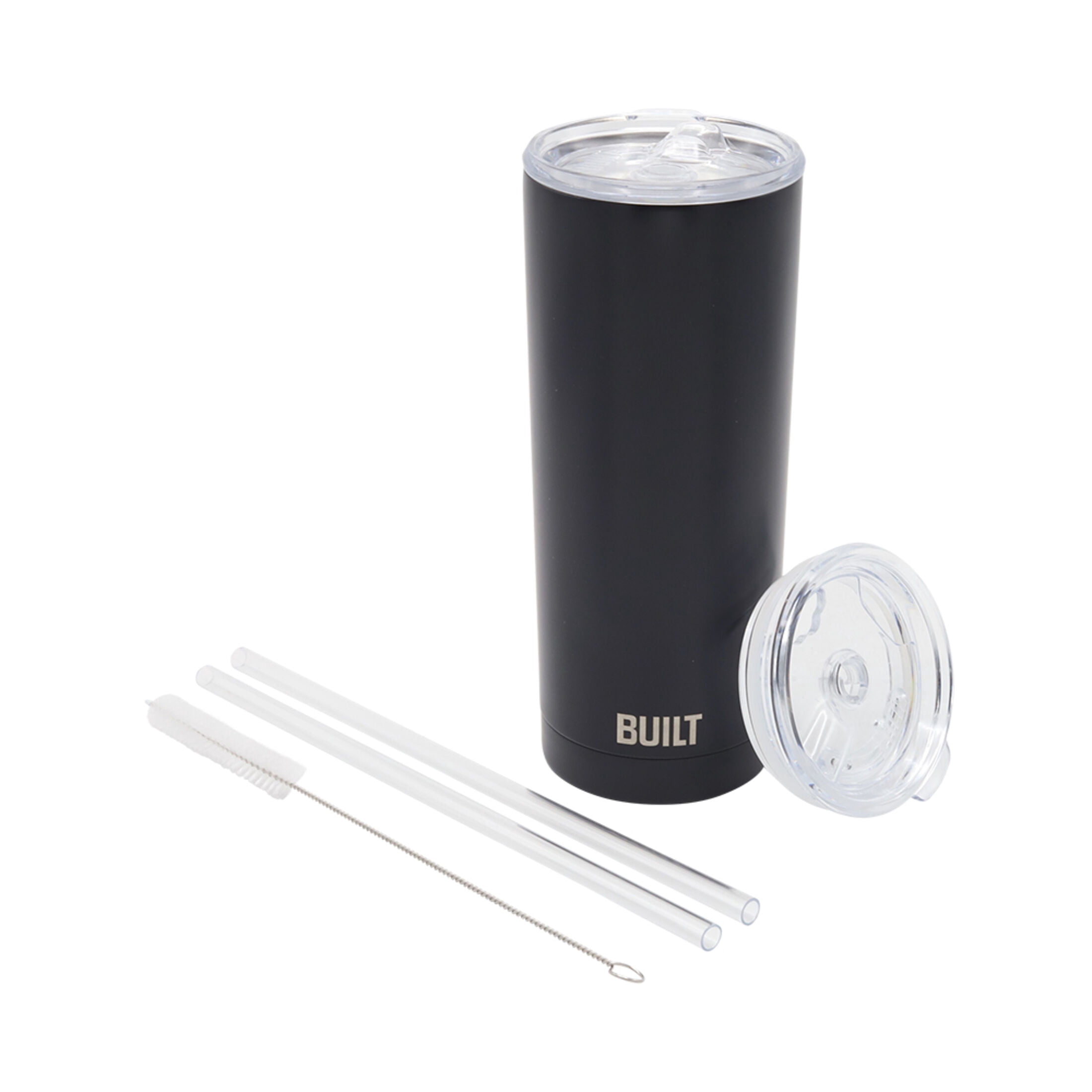 BUILT Double Wall Stainless Steel 20 oz Tumbler Black with White Floral