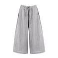 thumbnail image 5 of VZQI Women's Linen Blend Palazzo Pants High-Waist Wide Leg with Pockets & Drawstring for Beach Yoga Travel, 5 of 6